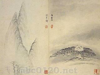 黄山十九景図冊(蒲団松/第十四図）　