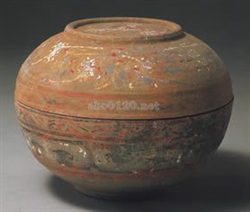 灰陶彩絵敦